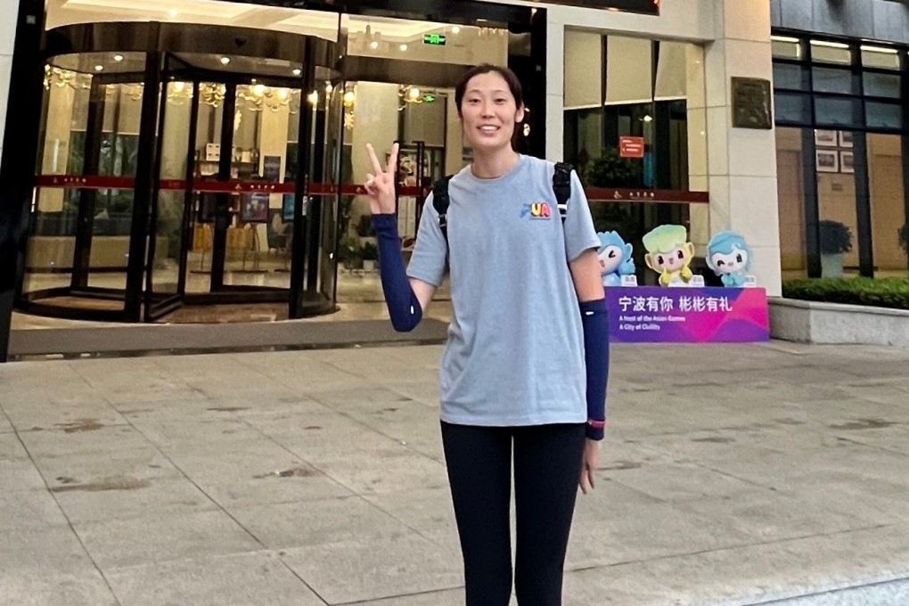 Star spiker Zhu Ting pays her first visit in two years to the Chinese women’s volleyball team’s training base in Beilun. Photo: Weibo/Zhu Ting