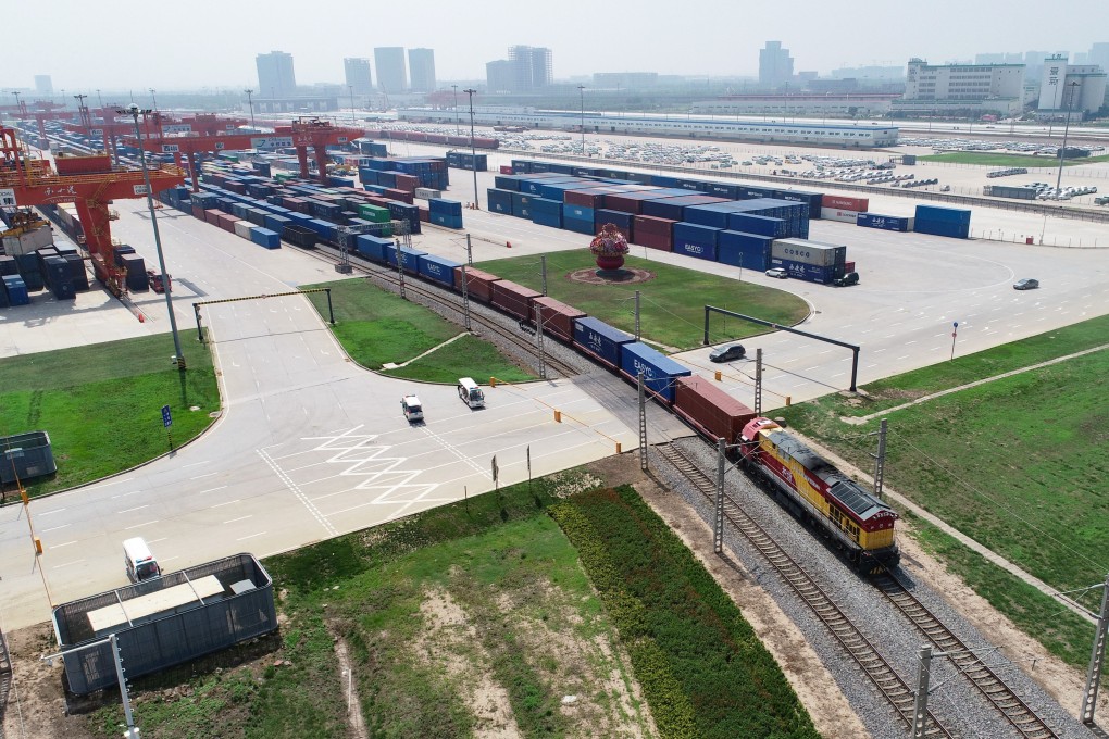 A China-Europe freight train leaves for Kazakhstan from Xian International Port in Shaanxi province on July 29, 2022. Sanctions against Russia have complicated China’s rail links with Central Asia and Europe, giving greater impetus to its efforts to establish an alternative route that runs through Kyrgyzstan and Uzbekistan. Photo: Xinhua