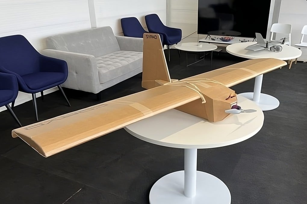 A “cardboard drone” from Australia of the type Ukraine said was used to carry out an attack on a Russian airfield. Photo: Telegram/@Figherbomber