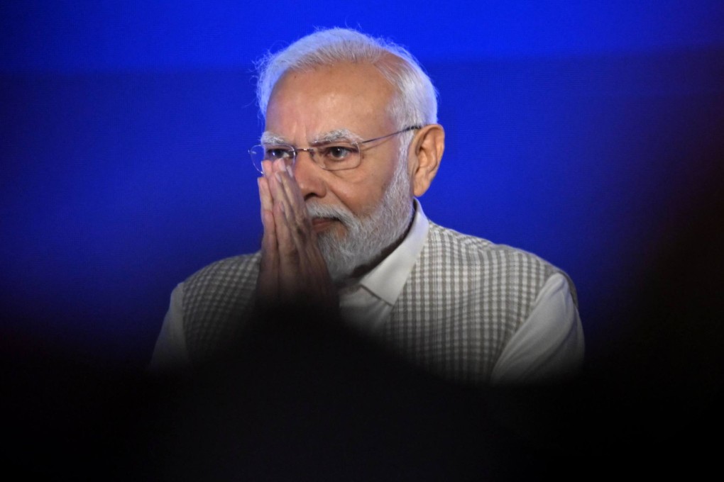 India’s Prime Minister Narendra Modi gestures on Sunday as he leaves the third day of a three-day B20 Summit in New Delhi. Just one-fifth of Indians have a negative view of him, a new survey has found. Photo: AFP