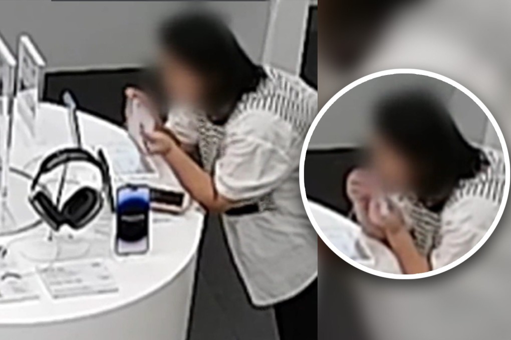 The woman’s bizarre modus operandi has shocked people on mainland social media after images of the theft taking place emerged online. Photo: SCMP composite/Douyin