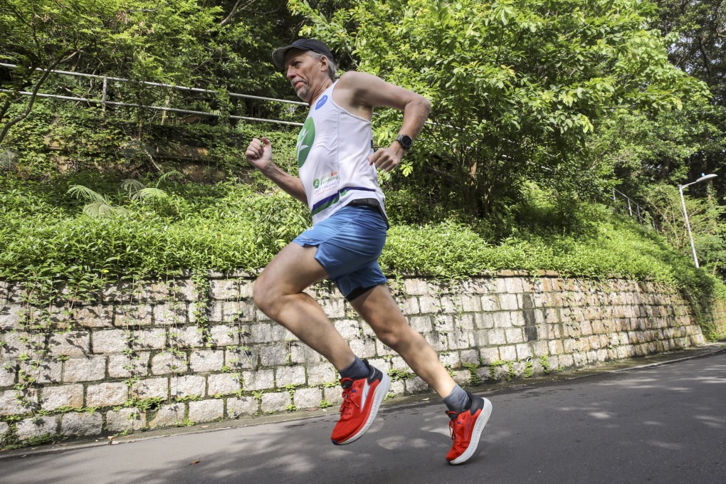 Peter Hopper, 64, runs on Bowen Road, Hong Kong. The veteran runner set himself a challenge on his 60th birthday – to run at least 5km a day for 10 years. He’s kept it up for four years, averaging over 10km a day. Photo: Xiaomei Chen