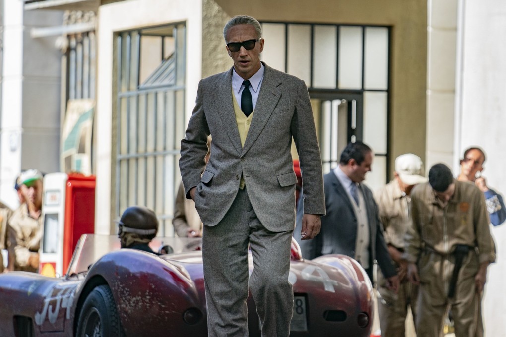 Adam Driver in a still from “Ferrari”. Photo: Eros Hoagland.