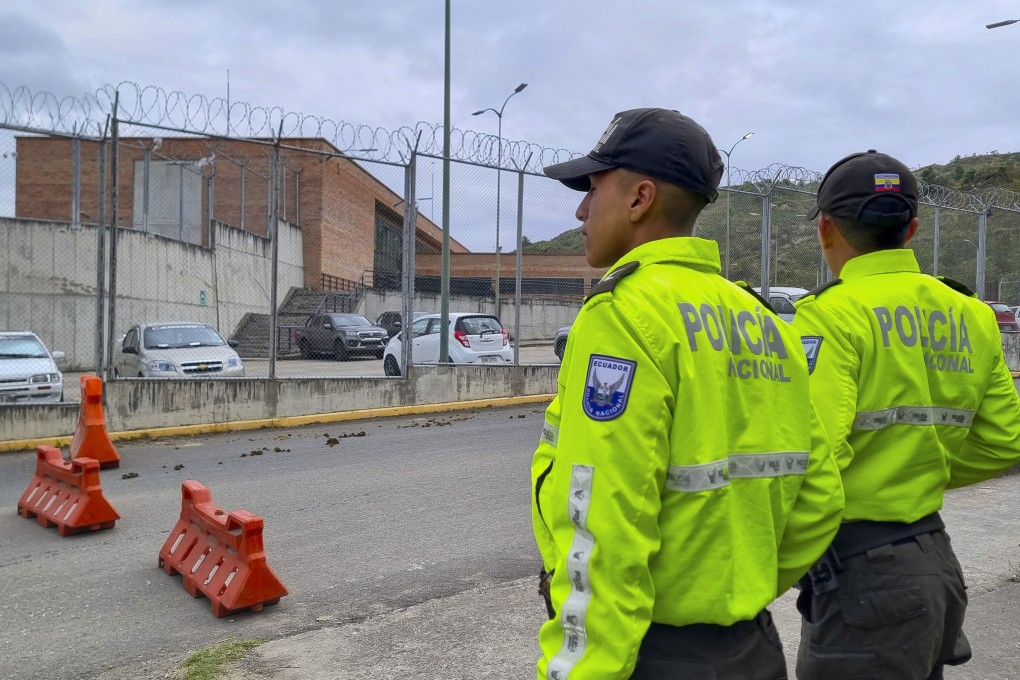 Police guard the surroundings of the Turi prison in Cuenca, Ecuador, on Friday. Photo: EPA-EFE