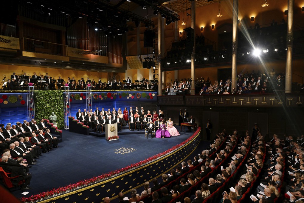 The Nobel laureates and the royal family of Sweden attend the award ceremony in Stockholm in December 2022. Photo:TT via AP