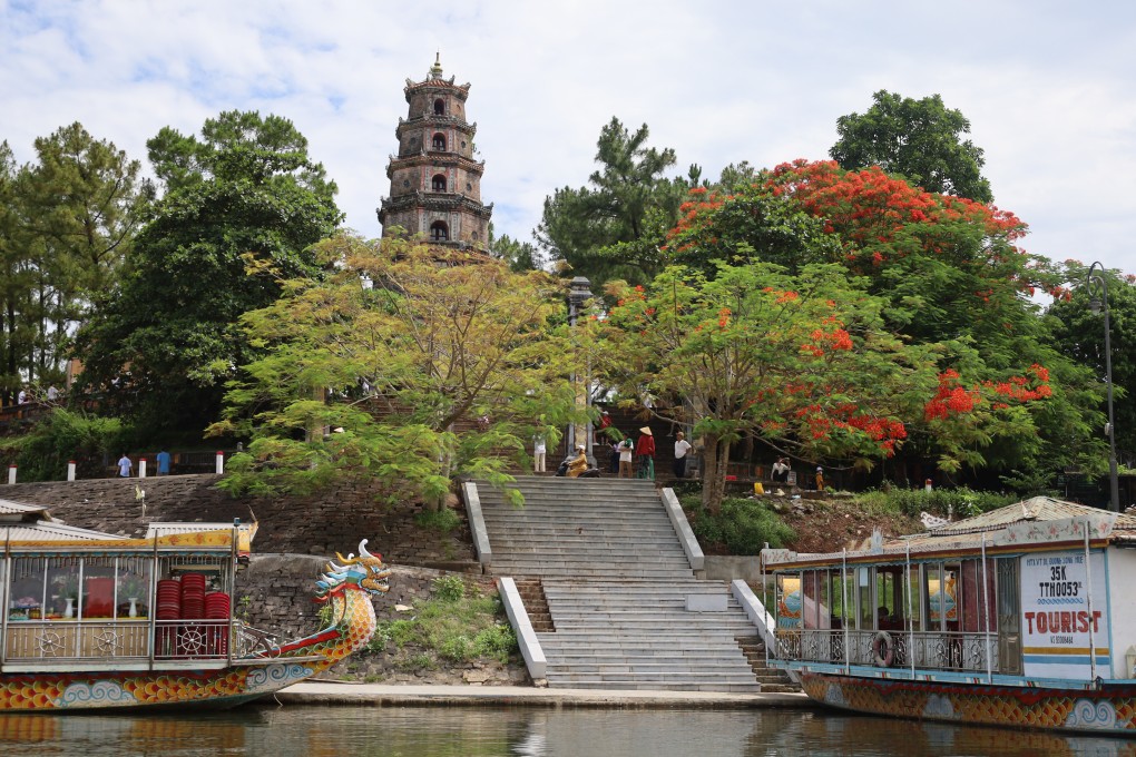 Hue’s Thien Mu Temple viewed from the Perfume Pagoda. The city, a stop on the Reunification Express from Hanoi to Ho Chi Minh City in Vietnam, was the capital of the Nguyen dynasty from 1802. Photo: Thomas Bird