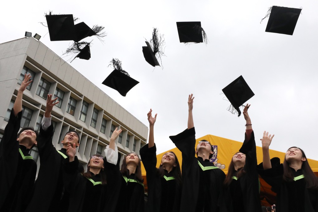 CUHK students celebrate their graduation. Photo: Felix Wong