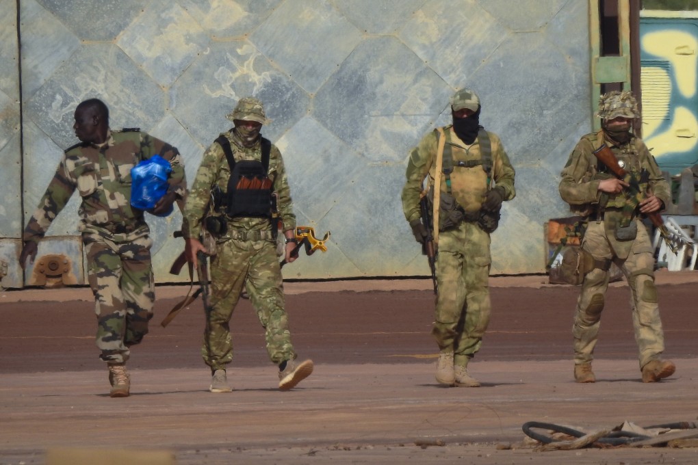 Wagner Group mercenaries patrol a street in northern Mali on January 6, 2022. The Russian mercenary group is part of growing outside interest in Africa despite its continuing political instability and recent rash of military coups overthrowing democratically elected governments, with Russia, China, the United States and Europe all increasing investment and engagement. Photo: AP