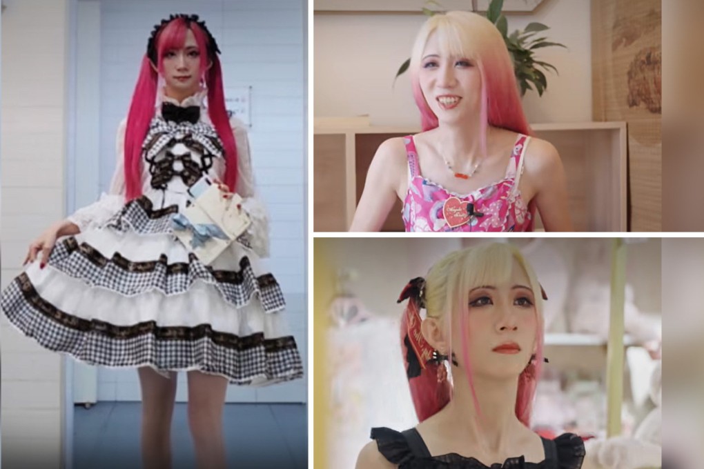 A married man in China who wears makeup and a Lolita dress to work every day has captured the imagination of mainland social media. Photo: SCMP composite/Bilibili/QQ.com