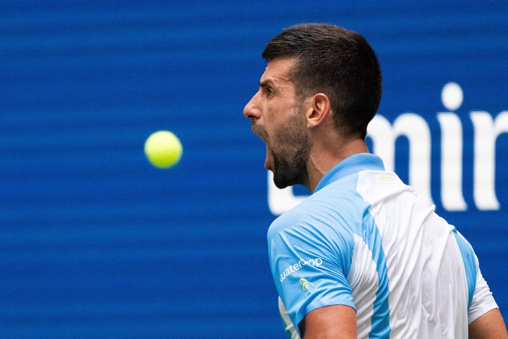 Novak Djokovic celebrates winning a point during his singles quarter-final against Taylor Fritz. Photo: Xinhua