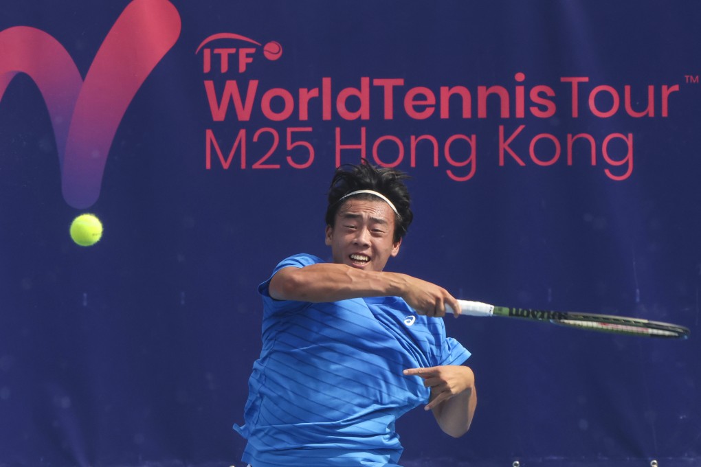 Coleman Wong Chak-lam in action at the M25 Hong Kong Tennis Tournament at Victoria Park. Photos: Jonathan Wong