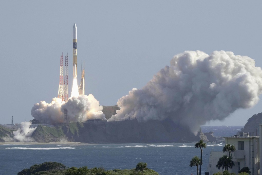An HII-A rocket blasts off from the launch pad at Tanegashima Space Centre in Kagoshima, Japan on Thursday. Photo: AP