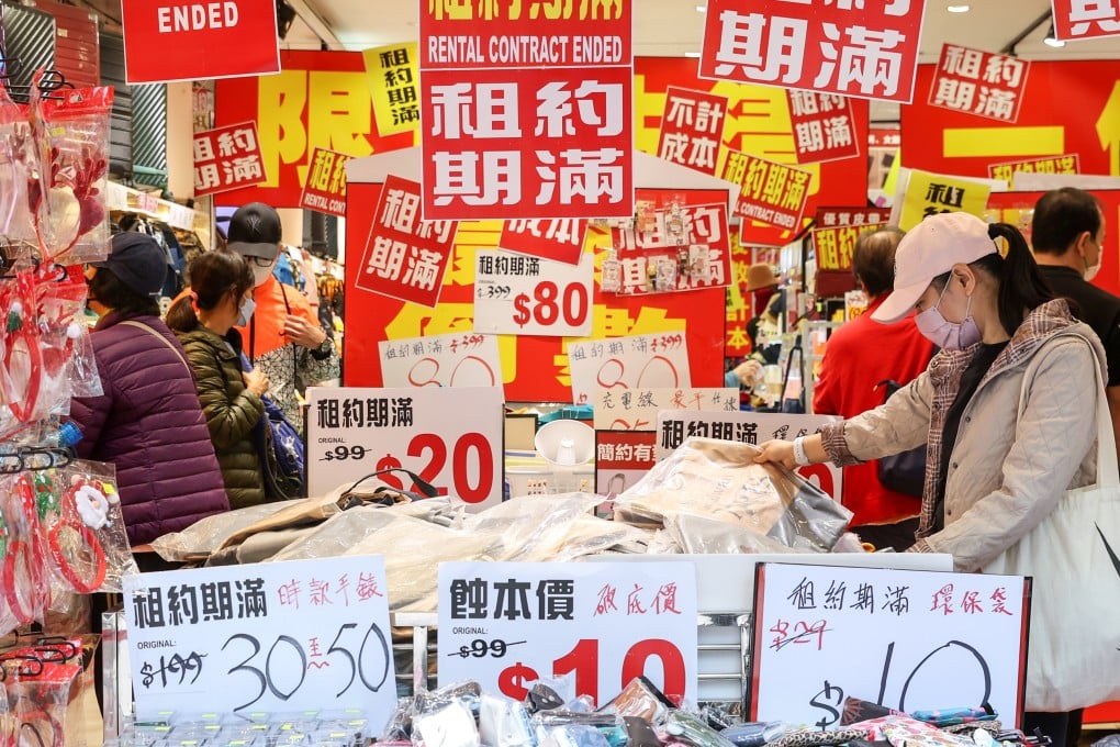 A clearance sale at a shop in Hong Kong’s Jordan area. Photo: Edmond So