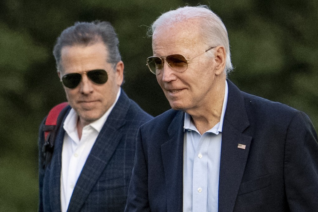 US President Joe Biden (right) and his son Hunter Biden arrive at Fort McNair in Washington in June. Photo: AP