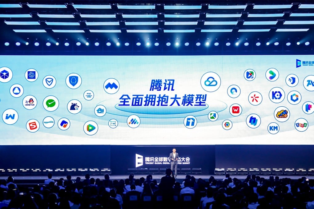 Tencent Holdings introduced its foundation artificial intelligence model called Hunyuan at the company’s Global Digital Ecosystem Summit in Shenzhen on September 7, 2023. Photo: Handout