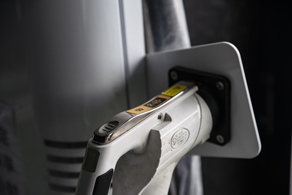 A charging plug at a Beijing Jingneng Clean Energy Co. charging station in Beijing, China. Photo: Bloomberg