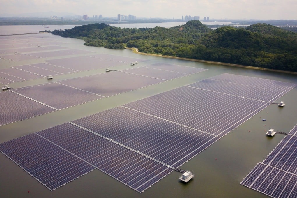 The Sembcorp Tengeh Floating Solar Farm in Singapore is one of the world’s largest inland floating solar PV systems. Photo: Handout