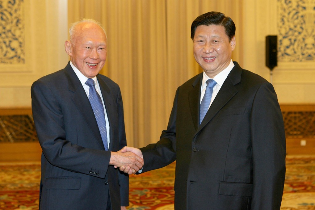 Singapore’s former prime minister Lee Kuan Yew with Chinese President Xi Jinping at the Great Hall of the People in Beijing in November 2007. Photo: Xinhua