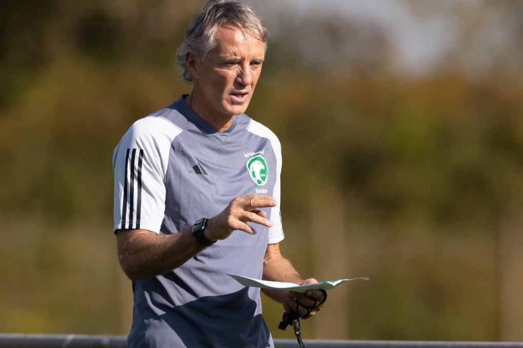 Saudi Arabia’s new head coach Roberto Mancini takes a training session. Photo: Saudi Arabian Football Federation