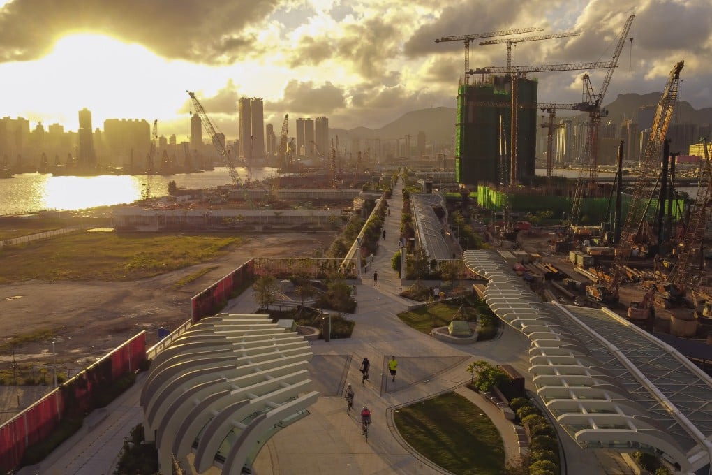 The Kai Tak waterfront at sunset. Public transport woes have plagued the area, with a rail project likely to cost billions. Photo: Martin Chan