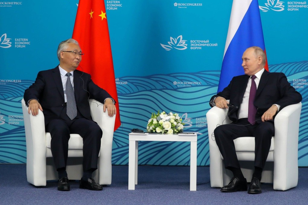 Russian President Vladimir Putin (right) holds talks with Chinese Vice-Premier Zhang Guoqing  on the sidelines of the Eastern Economic Forum in Vladivostok on Tuesday. Photo: Kremlin/dpa