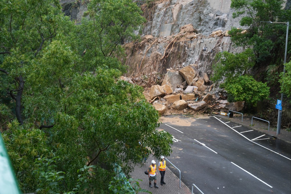 Landslide aftermath at Yiu Tung Estate in Shau Kei Wan. Photo: Sam Tsang