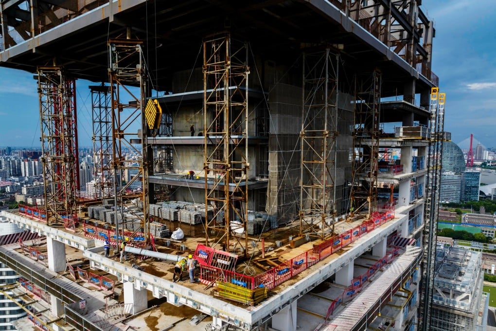 A construction site in Shanghai. Since the mid-2000s, China has built the world’s largest in-use cement stocks. Photo: EPA-EFE