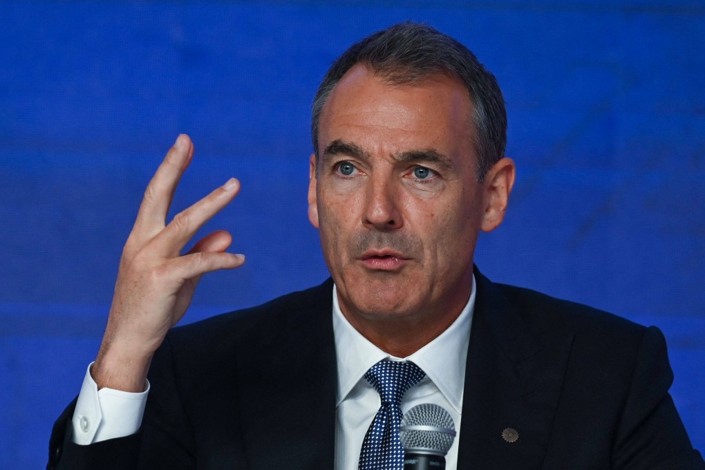 Bernard Looney, Chief Executive Officer of BP of UK, addresses the gathering on the second day of the three-day B20 Summit in New Delhi on August 26, 2023. Photo: AFP