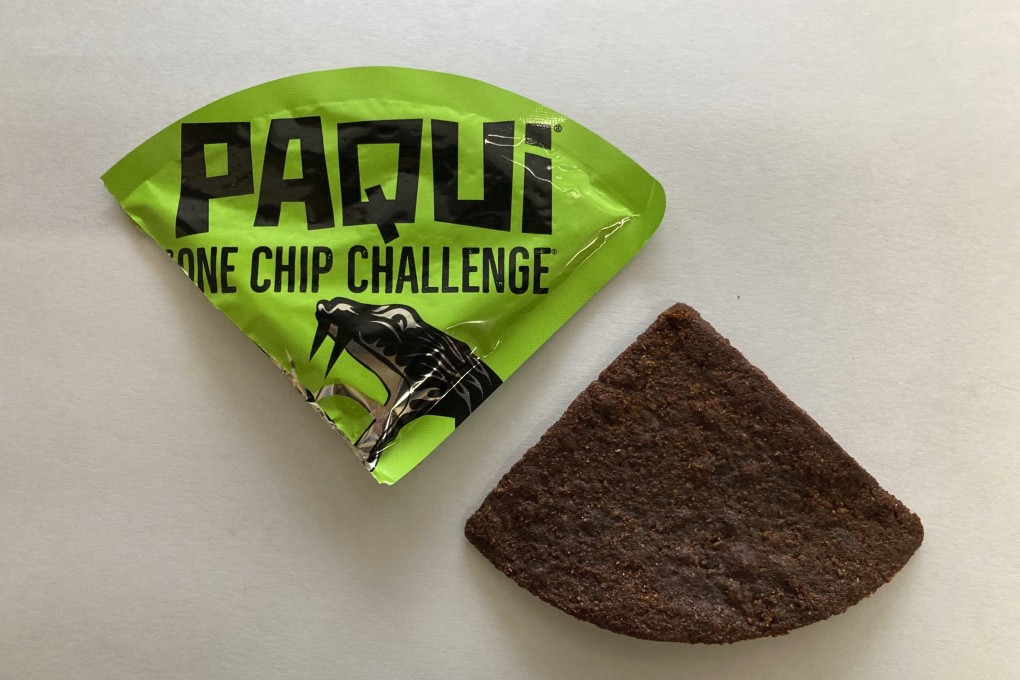 A Paqui One Chip Challenge chip. The super spicy product has been pulled from shelves following the death of a teen said to have eaten one. Spicy food challenges have been around for a long time, but only recently have they become popular content online. Photo: AP