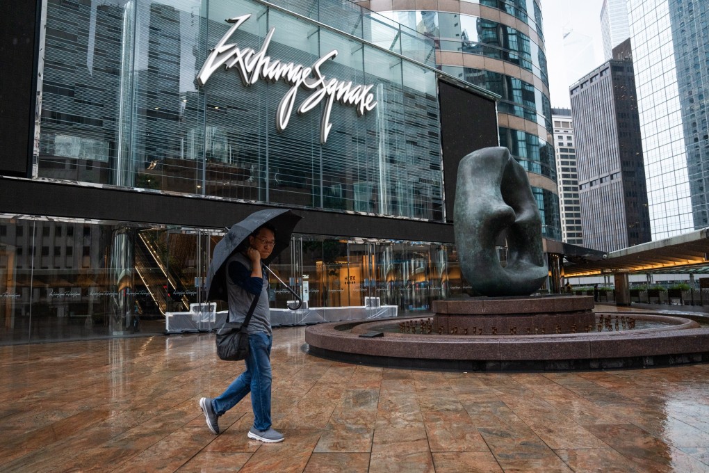 A man walks past the empty Exchange Square in Central on September 1. A new task force has been set up to review the stock market’s liquidity and find ways to enhance its status as a global financial hub. Photo: EPA-EFE