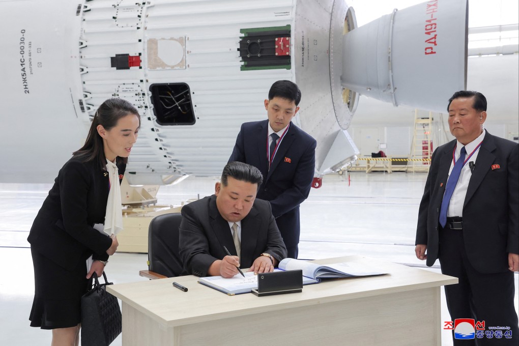 North Korean leader Kim Jong-un at a spaceport in Russia’s far east on Wednesday. Photo: KCNA via Reuters