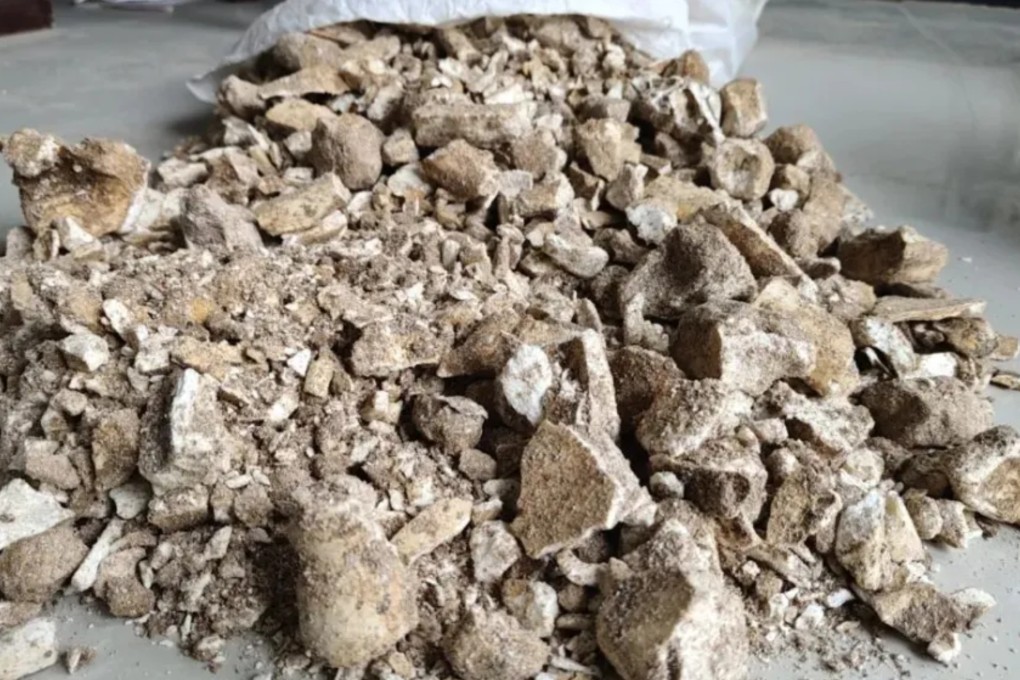 Nine people have been arrested in Gansu province in a bid to crack down on the “dragon bone” trade and more than 400kg of fossils have been confiscated. Photo: Weibo