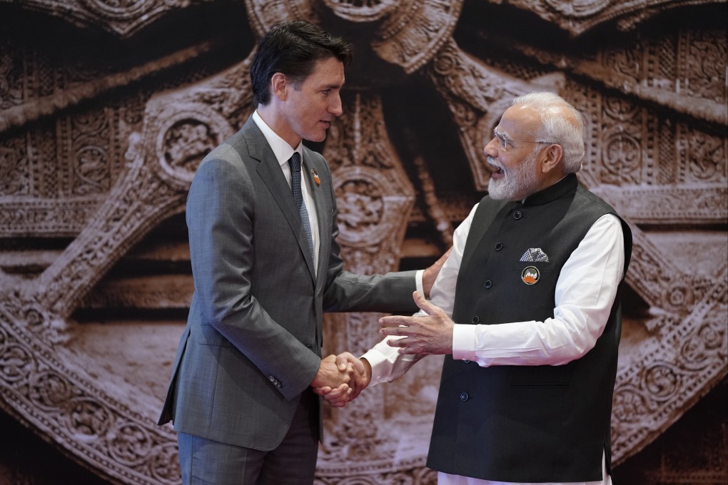 Indian Prime Minister Narendra Modi (right) with his Canadian counterpart Justin Trudeau at the G20 Summit in New Delhi on September 9. Photo: AP
