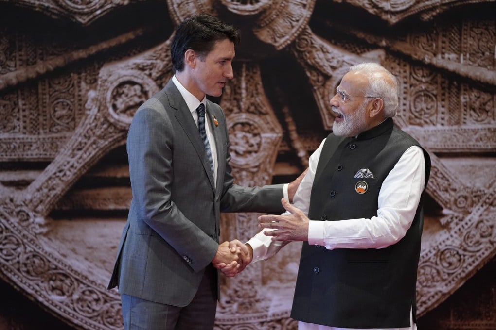 Indian Prime Minister Narendra Modi (right) with his Canadian counterpart Justin Trudeau at the G20 Summit in New Delhi on September 9. Photo: AP