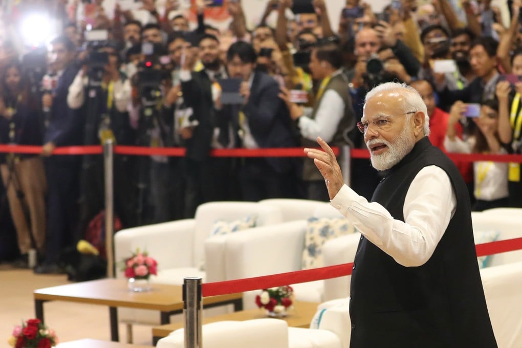 Indian Prime Minister Narendra Modi greets members of the media after the closing of G20 summit in New Delhi on September 10. India’s G20 success is the culmination to a year of milestones for the country, including the recent moon landing, the red-carpet welcome for Modi in Washington, and India surpassing China as the world’s most populous country and the United Kingdom as the world’s fifth largest economy. Photo: EPA-EFE