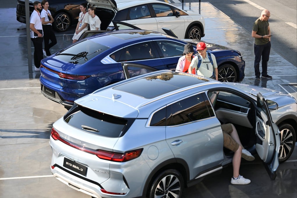 People check out BYD cars at the 2023 IAA Mobility auto show in Munich, Germany, on September 10, 2023. Photo: Reuters
