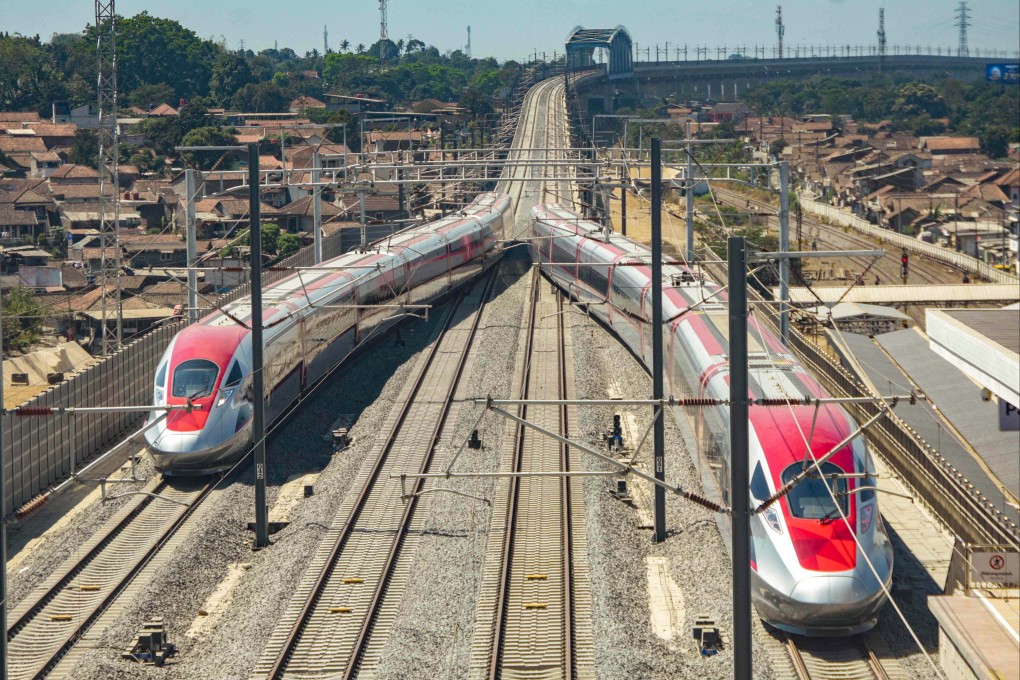The Jakarta-Bandung high-speed train in Padalarang, West Java Indonesia. Photo: AFP