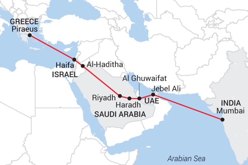 The proposed India-Middle East-Europe Corridor (Imec). Map: SCMP