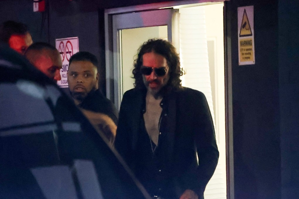 British comedian and actor Russell Brand outside Wembley Park Theatre in London, Britain, on Saturday. Photo: Reuters
