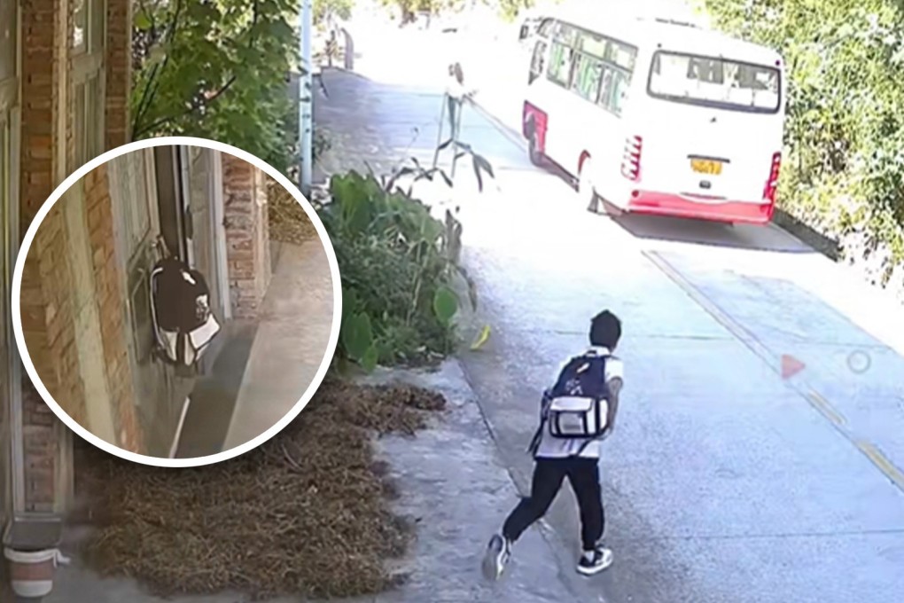 A schoolboy in rural China who uses a “secret code” between himself and a bus driver to make sure he does not miss his ride to school has delighted mainland social media. Photo: SCMP composite/Douyin