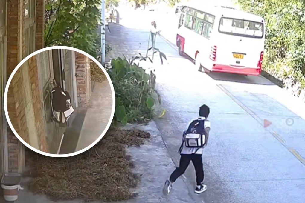 A schoolboy in rural China who uses a “secret code” between himself and a bus driver to make sure he does not miss his ride to school has delighted mainland social media. Photo: SCMP composite/Douyin