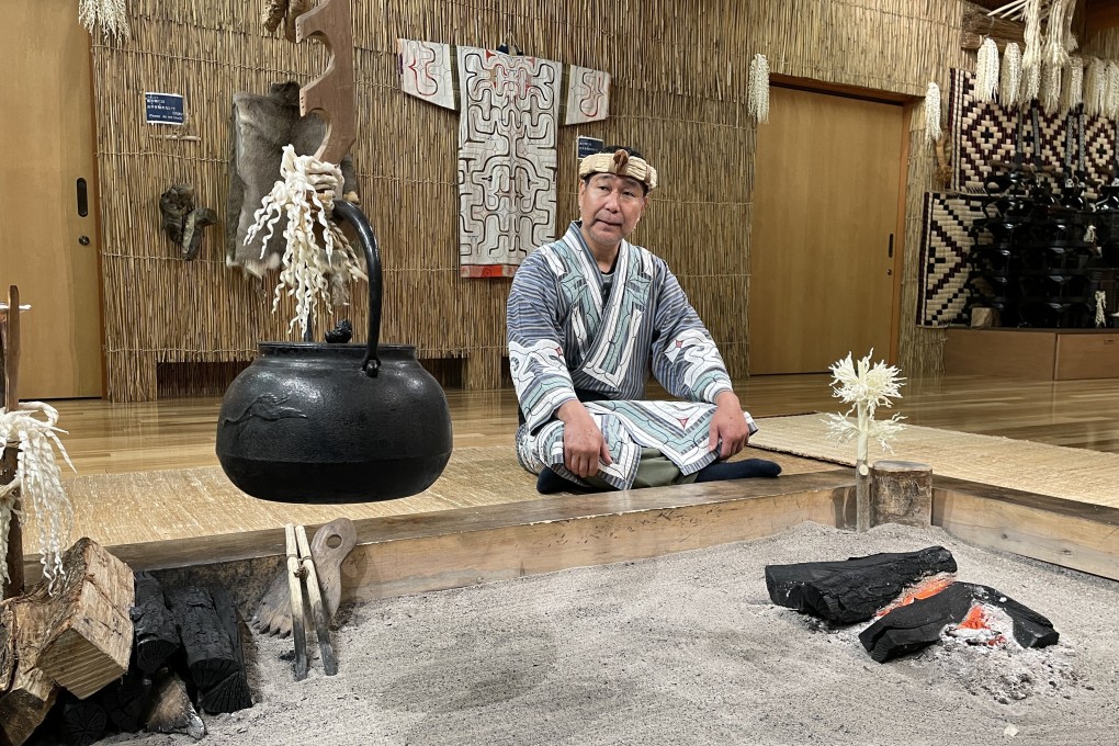 An Ainu man wearing traditional clothes at Upopoy National Ainu Museum and Park in Sapporo, Japan. The museum reveals the richness of ethnic Ainu culture, language and history beyond Japanese national identity. Photo: Getty Images