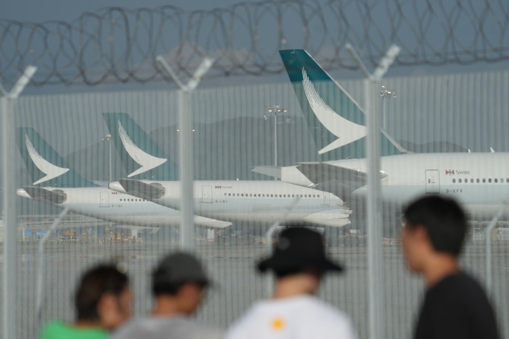 Cathay Pacific airplanes parked at Hong Kong airport on September 23. Photo: Sam Tsang