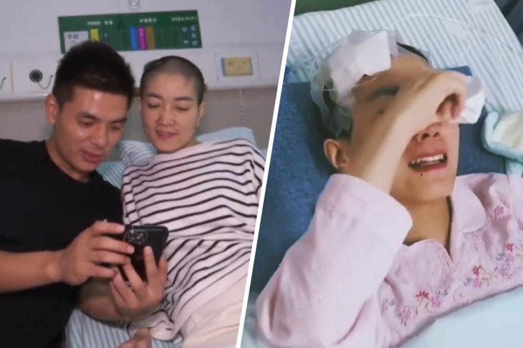 Since the cancer diagnosis, Zhang Junjie has focused on caring for his wife after shutting down his small store. Photo: SCMP composite/Weibo