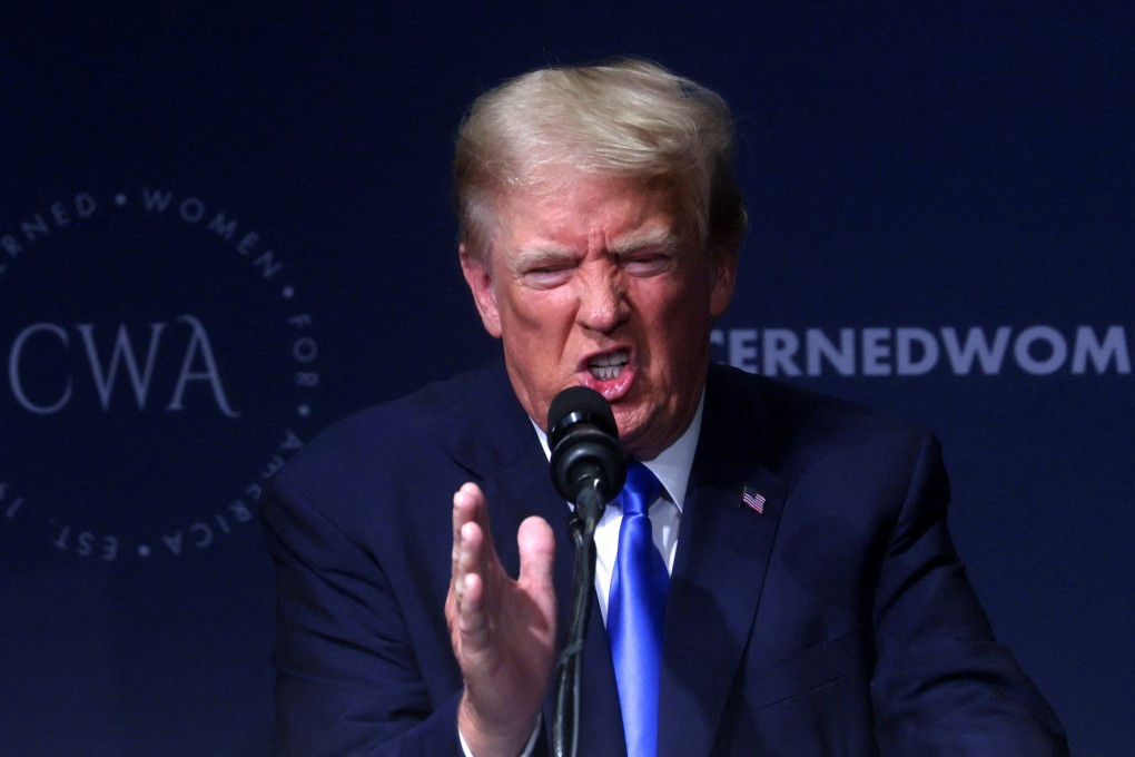 Former US president Donald Trump delivering a speech in Washington on September 15, 2023. Photo: Reuters