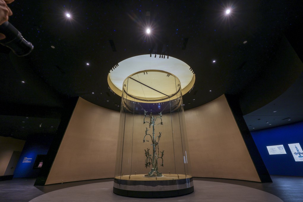 A nearly four-metre-tall bronze tree at the Sanxingdui Museum in Sichuan province. Considered too valuable to leave its home in mainland China, the tree will be on display in hologram form in Hong Kong. Photo: May Tse