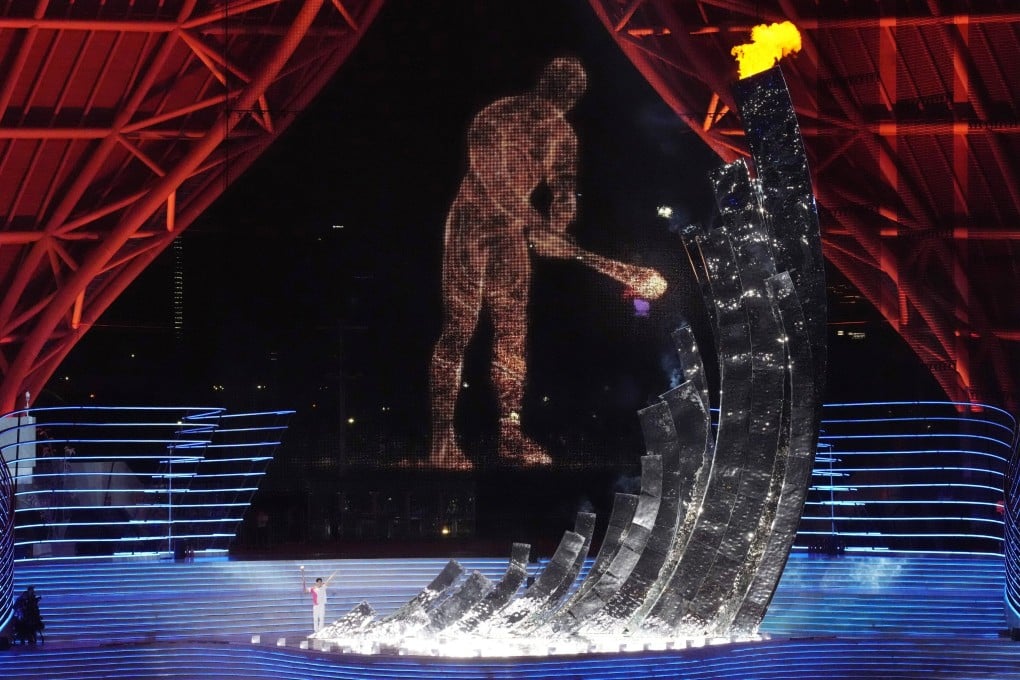 Xiao Huomiao in the opening ceremony during the lighting of the cauldron. Photo: AP