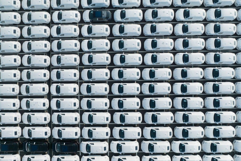 Zeekr electric vehicles bound for shipment to Europe wait at the Port of Taicang in Taicang, Jiangsu province, China, on August 24, 2023. Photo: Bloomberg