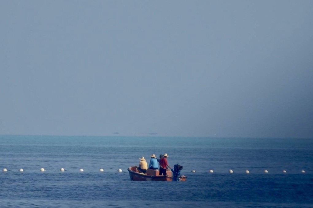 The floating barrier was installed by China’s coastguard at the entrance to the lagoon at Scarborough Shoal. Photo: EPA-EFE/Handout