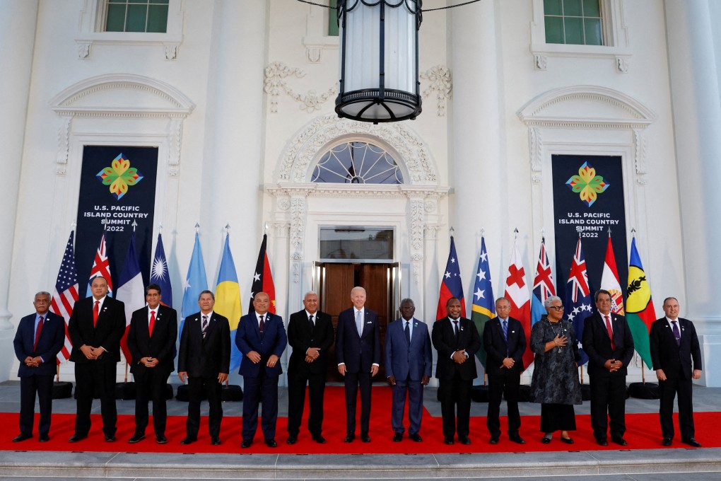 US President Joe Biden poses with leaders from the US-Pacific Island Country Summit at the White House in Washington on Sept. 29, 2022. Photo: Reuters